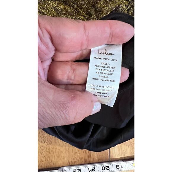 LULUS SEXY GOLD SHIMMER RUCHED DRESS WOMENS SIZE 16 - Picture 10 of 10